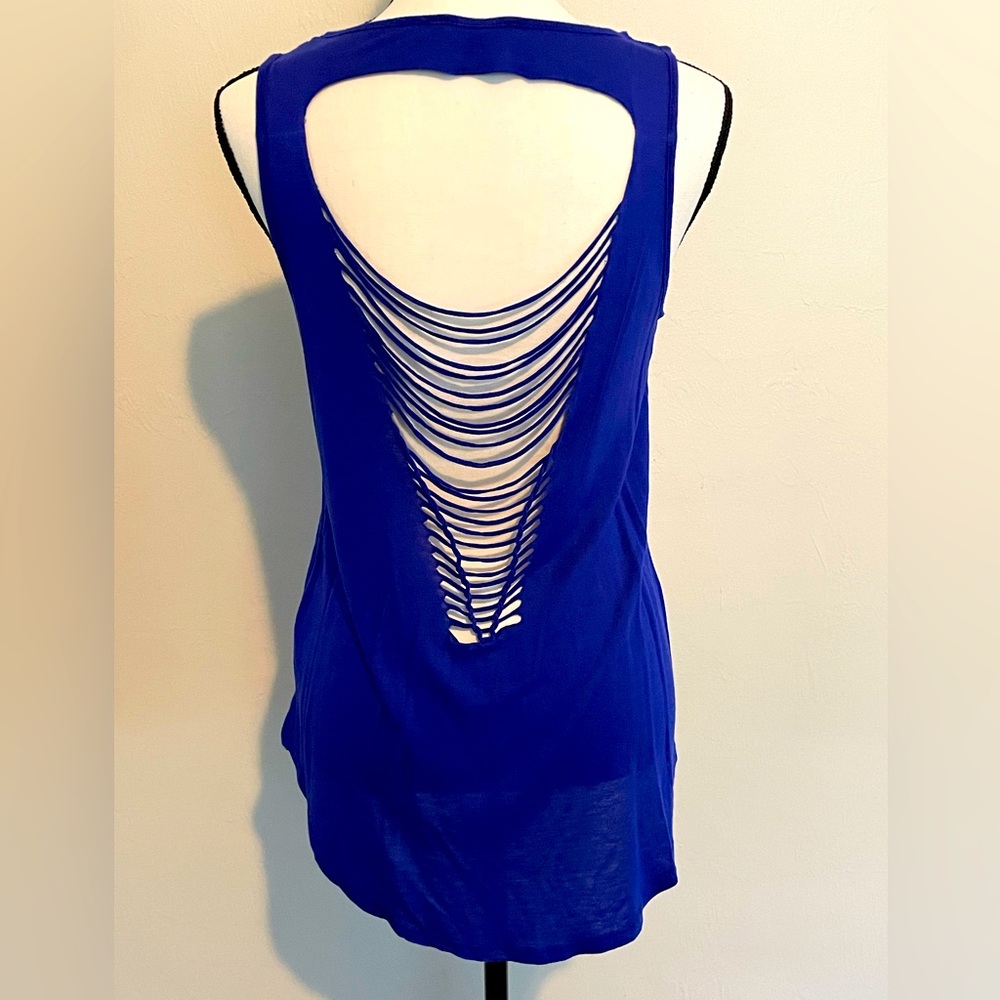 Blue Luxe Tank Top with Beautiful Braiding Detail in the Back